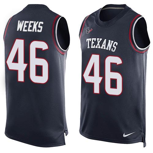 Nike Texans #46 Jon Weeks Navy Blue Team Color Men's Stitched NFL Limited Tank Top Jersey - Click Image to Close